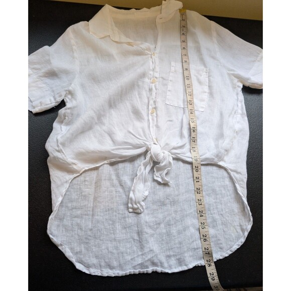 CP Shades Georgia Tie Front Linen Shirt Button Down Beachy Size Medium - Picture 5 of 12